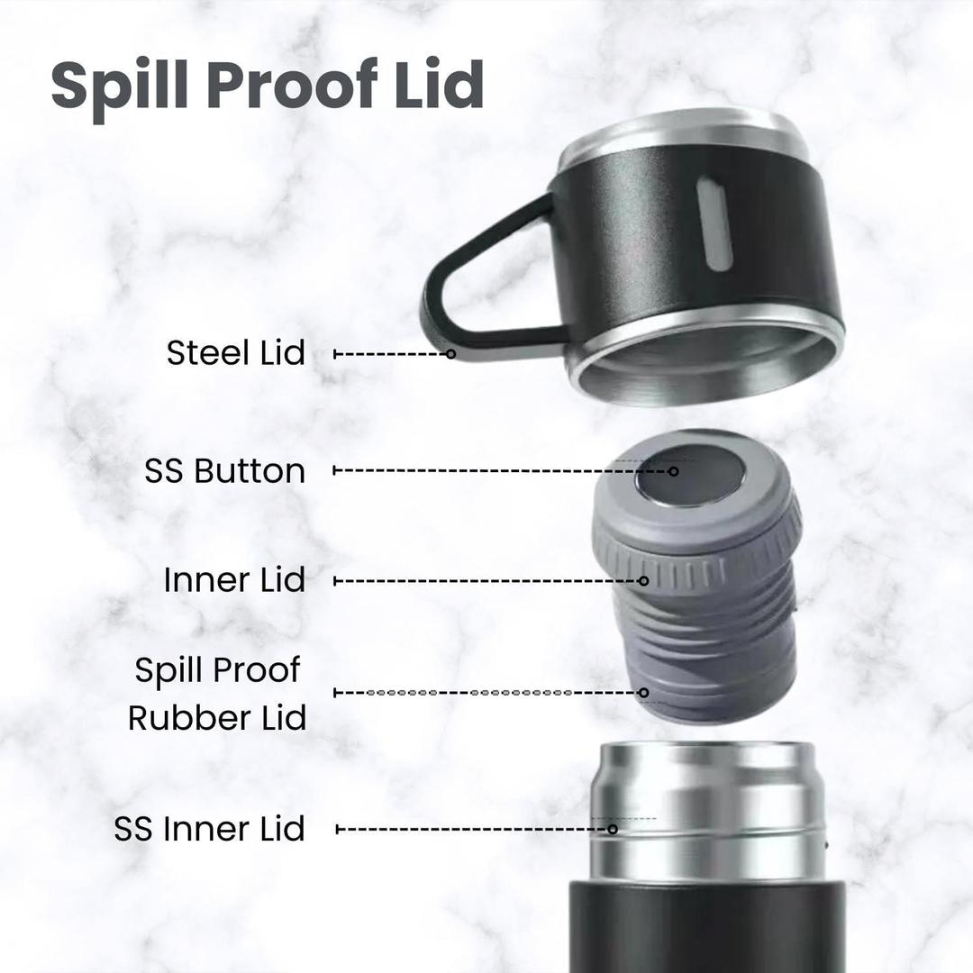 Premium vacuum water bottle black stainless steel 24Hr Gold