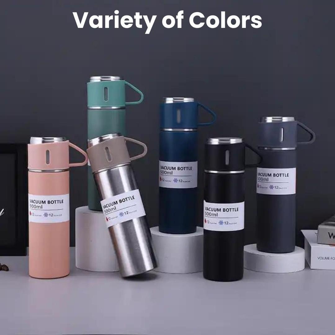 Premium vacuum water bottle black stainless steel 24Hr Gold